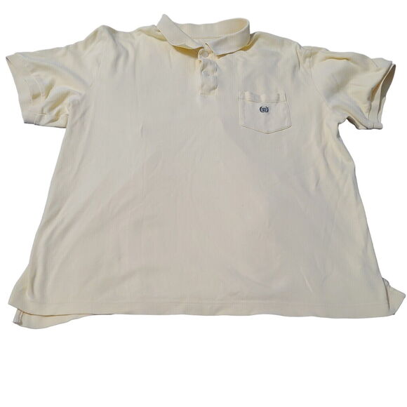 Chaps Mens Polo Shirt Yellow Size Large 100% Cotton Short Sleeve Pullover Collar - Picture 1 of 12
